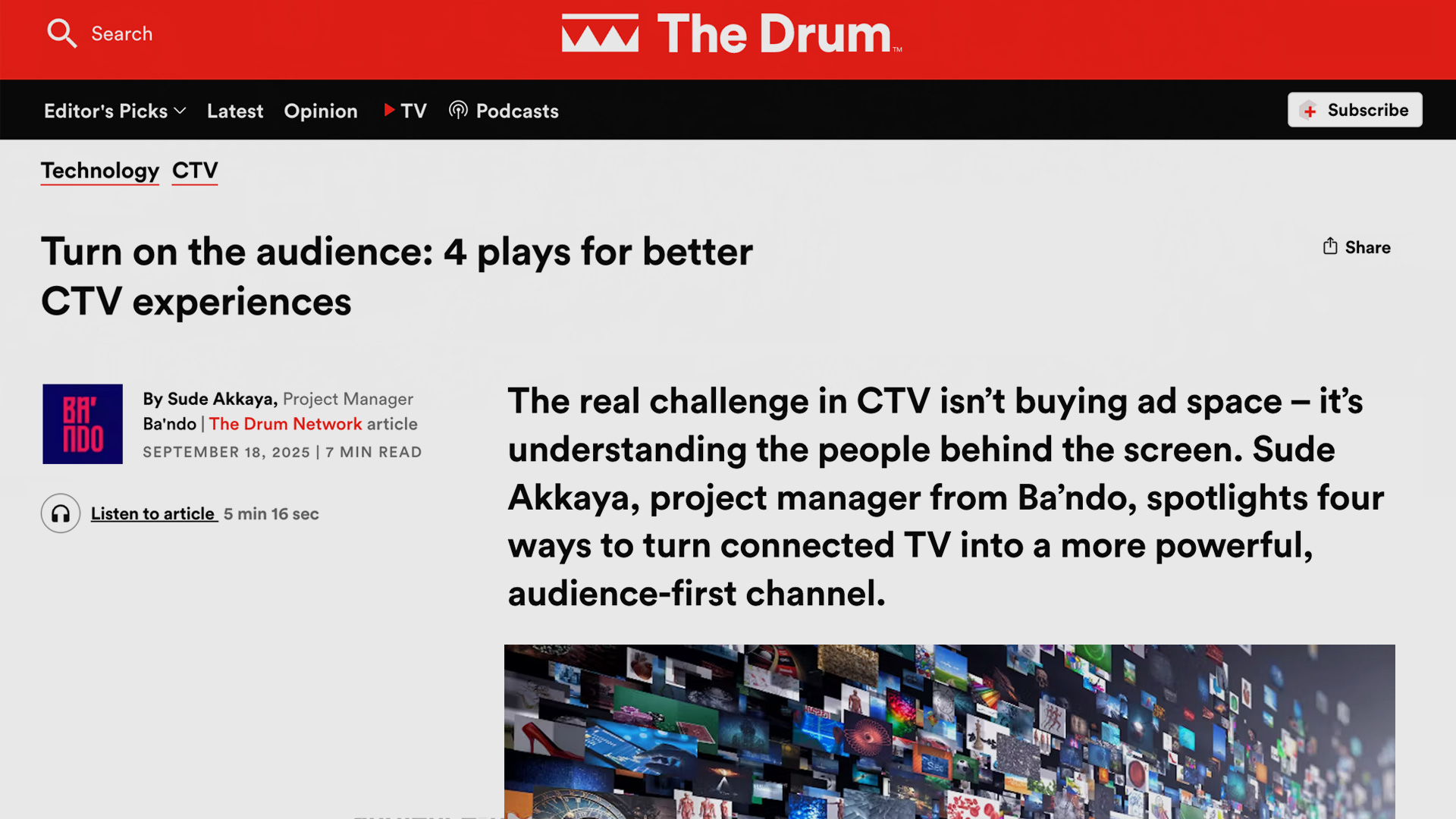 Sude Akkaya on CTV: New Article Published in The Drum